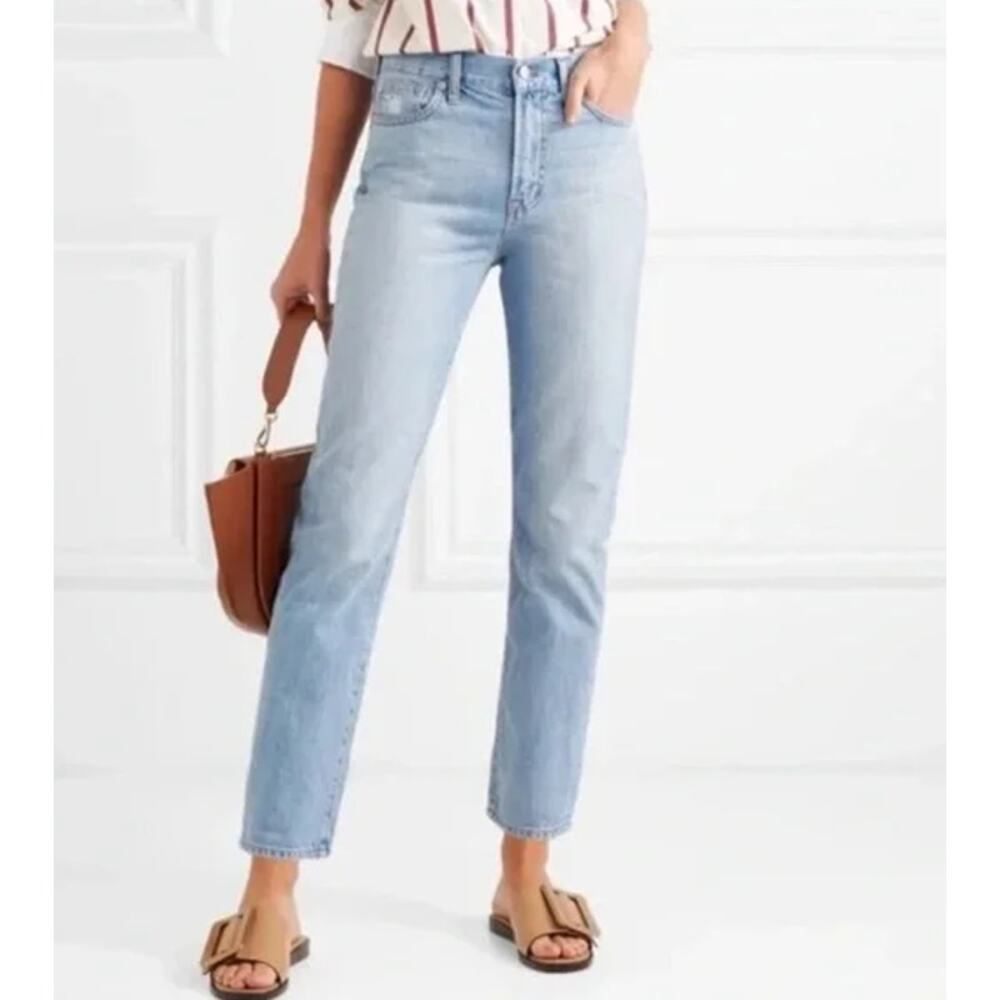 Madewell The Perfect Summer Mom Jeans High Rise Distressed Fitzgerald Light Wash
